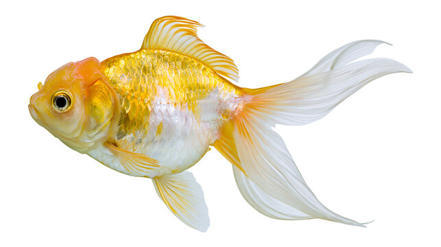 Goldfish with flowing white fins and scales