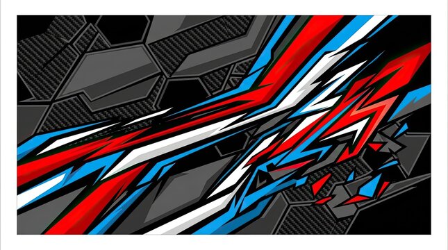 Racing stripe graphic on carbon texture.
