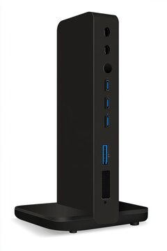 Black vertical computer docking station with usb ports