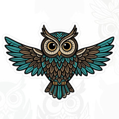 Fototapeta premium Stylized Owl Illustration with Wings Spread