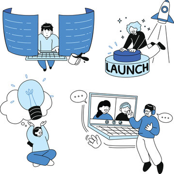SaaS Development Launch and Innovation Hero Scenes