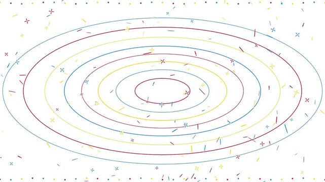 Animated Concentric Circles with Floating Math Symbols and Particles Background
