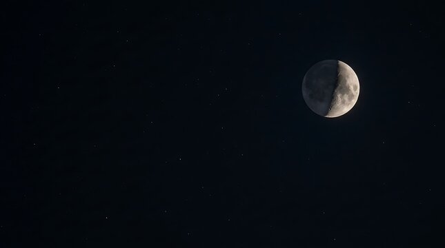 Bright Full Moon Illuminating the Dark Night Sky with Detailed Lunar Craters and Space Astronomy Background