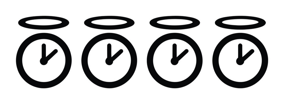 Una fila de cuatro relojes minimalistas con anillos de halo encima
