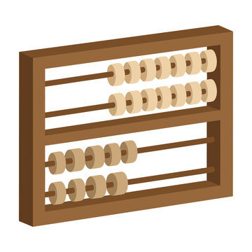 3D Render of Wooden Abacus on White Background for Education and Math Calculation Concept