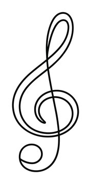 Un sencillo s&iacute;mbolo musical de clave de sol en blanco y negro