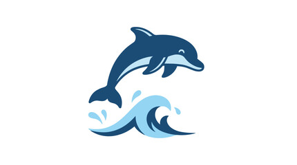 Naklejka premium Playful Dolphin Jumping Above Ocean Wave Vector Marine Art