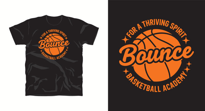 For a thriving spirit bounce basketball academy t-shirt design, sports poster, or athletic apparel graphic.