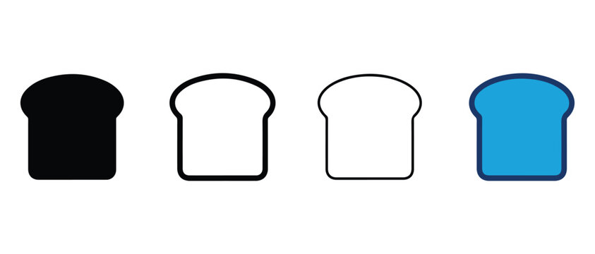 bread slice icons in different colors and styles isolated on transparent background