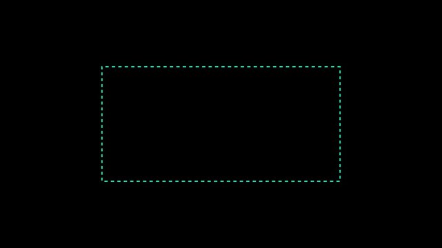 Dotted line rectangle frame animation, Animation of a dotted line path from left to right point animation on black background with alpha channel. Border path motion concept.