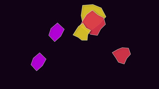 Abstract motion graphic with colorful floating paper shapes