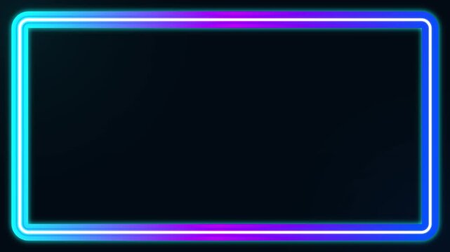 Glowing neon rectangular border frame motion graphic background