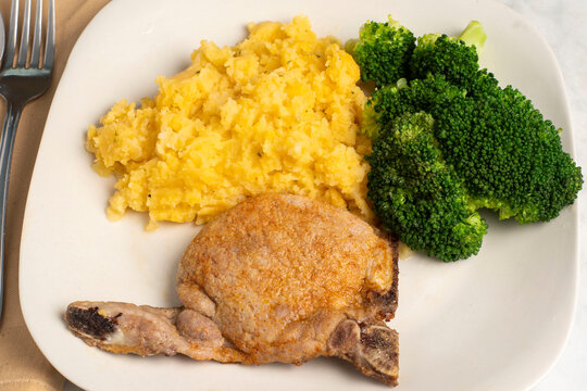 pork chop with chedder mash potatoes