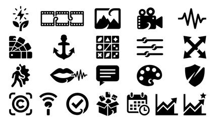 Fototapeta premium AI Content Creation Pipeline UI UX Vector Icon Pack