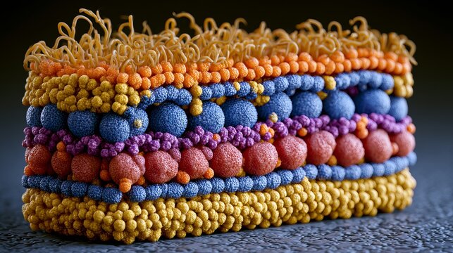 Cell membrane, biology's concept, appears in 3D in a digital drawing.