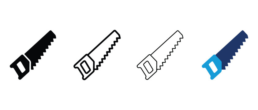 hand saws with varied blade designs and colors isolated on transparent background