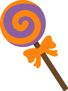 Halloween Swirl Lollipop Flat Vector Illustration