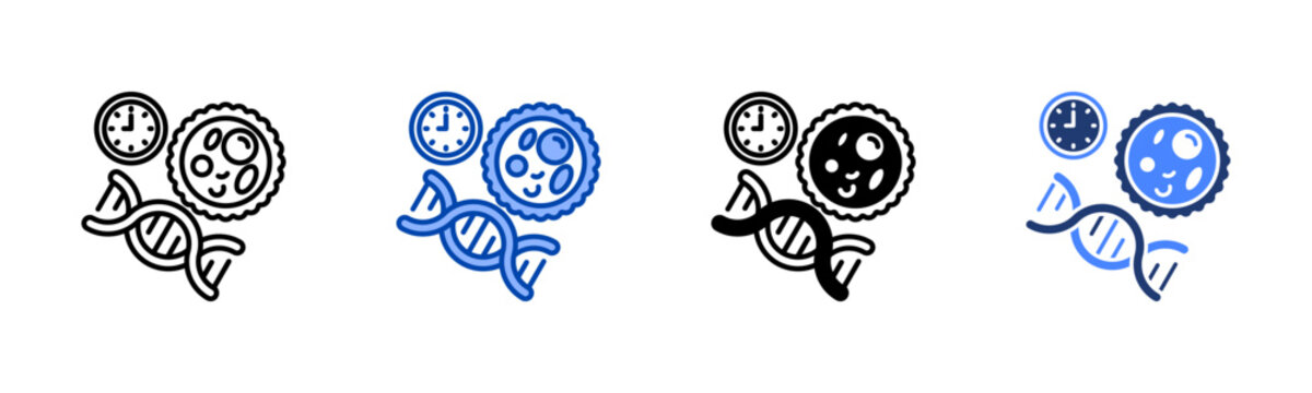 Cellular Aging  Icon with Style Variations