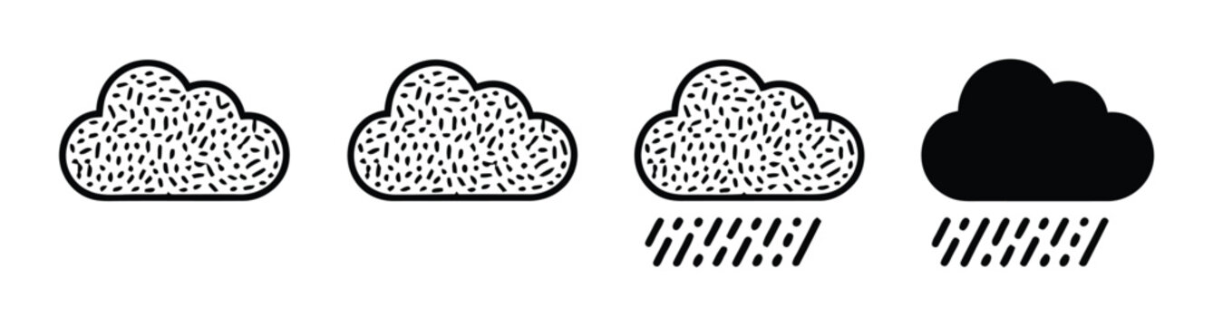 Conjunto de im&aacute;genes del clima con varias nubes y lluvia