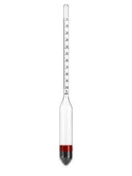 Hydrometer with red liquid measurement isolated on transparent background