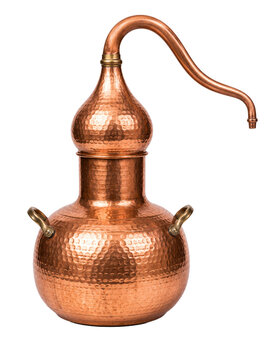 Copper distillation apparatus isolated on transparent background