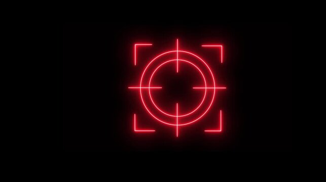 glowing target reticle moving across black background,target hud icon animation with changing position on black background,target acquisition hud animation with glowing rings