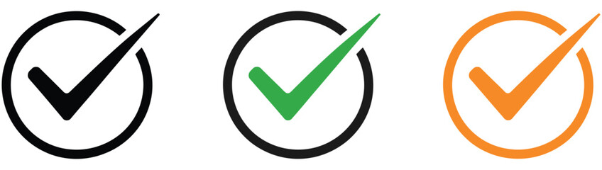 Checkmark Icon Set Featuring Tick Mark with Circle Representing Approval Success Yes OK Vote and Positive Symbols vector design © welcome saiful
