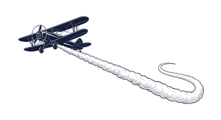 Vintage Biplane with Smoke Trail Vector Illustration © RGN