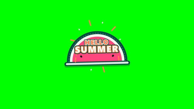 Hello Summer Watermelon Animation on Green Screen Background for Seasonal Promotion