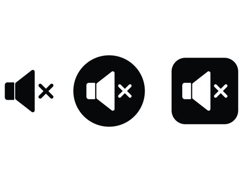 Set of mute sound icons with different shapes