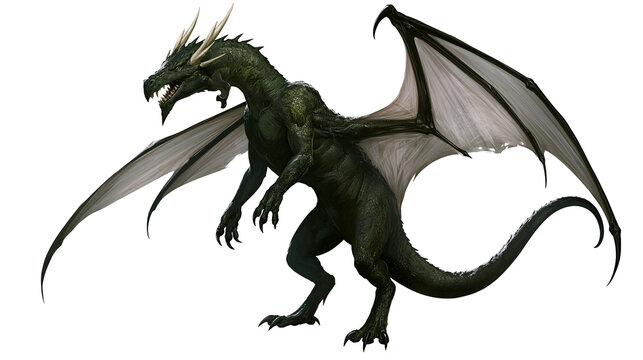 Green dragon with large wings and sharp claws