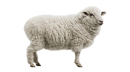 White fluffy sheep standing profile view © Maria
