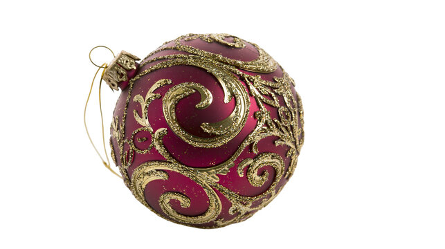 Ornate Red Christmas Bauble with Gold Filigree Swirls