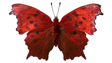 Red butterfly with black spots and serrated wings © Maria