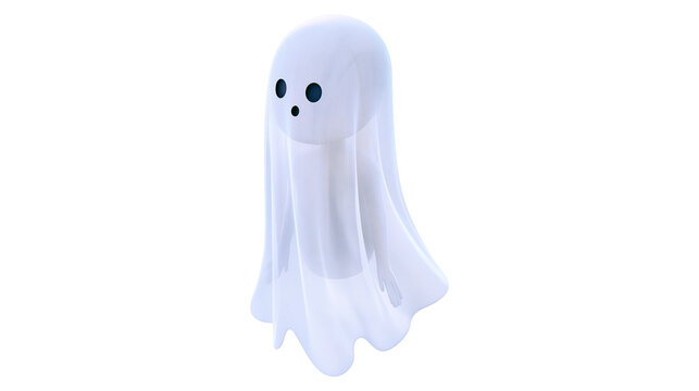 Cute white ghost with black eyes and mouth