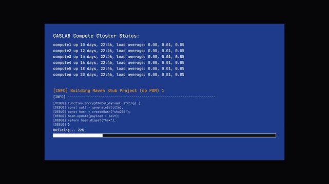 Computer Terminal hacking script execution logs scrolling on screen with cluster progress and data overflow warning for cyber security simulation.
