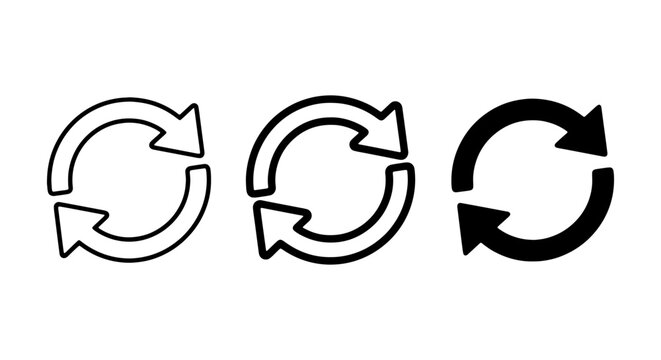 Recycle Arrows Icons, Circular Refresh Symbols, Reload Loop Vector Graphics