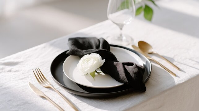Elegant memorial table setting bathed in soft morning light