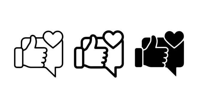 Social Media Thumbs Up Icons, Like Symbols, and Feedback Elements, Vector Set