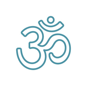 Sacred spiritual om aum symbol outline sign