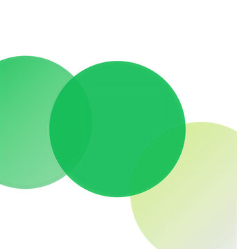 Two overlapping green circles with soft shadows on light background isolated on transparent background