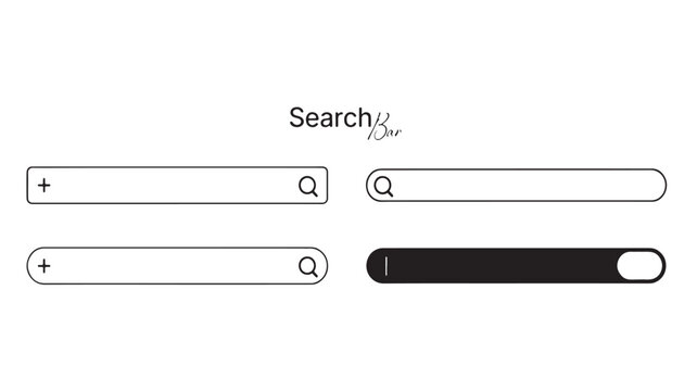 Search Bar Input Field UI Icon Set in Minimalist Line and Solid Style