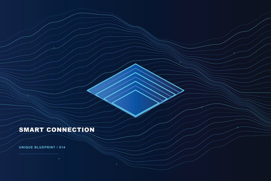 Abstract digital connection background with isometric square layers