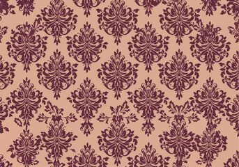 Fototapeta premium Sophisticated Ornamental Damask Background With Intricate Golden Botanical Elements
