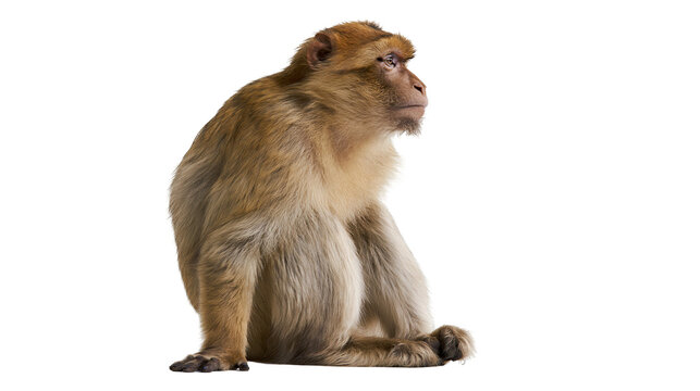 Barbary macaque monkey sitting profile view