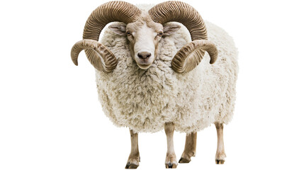 Ram with large curved horns and thick woolly coat © Natalia