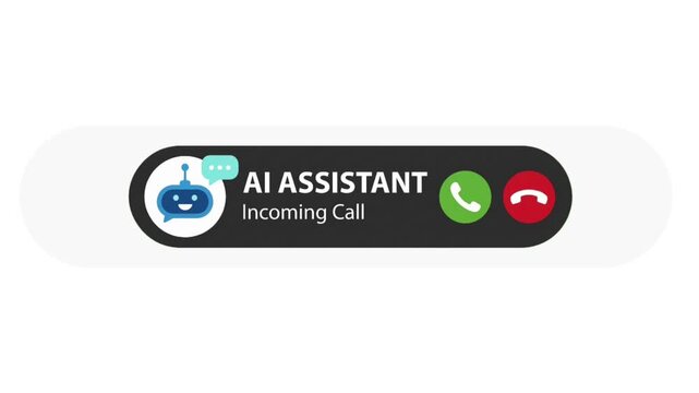 AI Assistant Incoming Call Animation with Accept and Decline Buttons, Suitable for Virtual Assistant Apps, Smart Technology, and User Interface Demonstrations