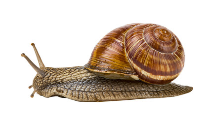 Garden snail with brown spiral shell and textured body © Natalia