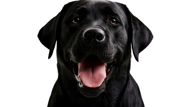Black Labrador dog panting with tongue out