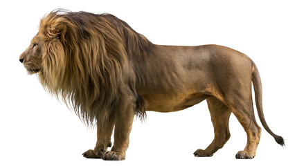 Majestic male lion with full mane standing profile view © Natalia